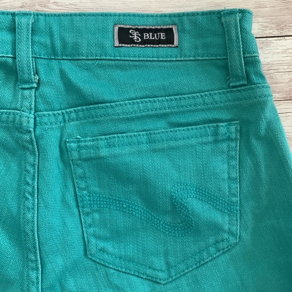 STS Blue Aqua Blue High Waisted Raw Hem Jean Shorts - Picture 4 of 6